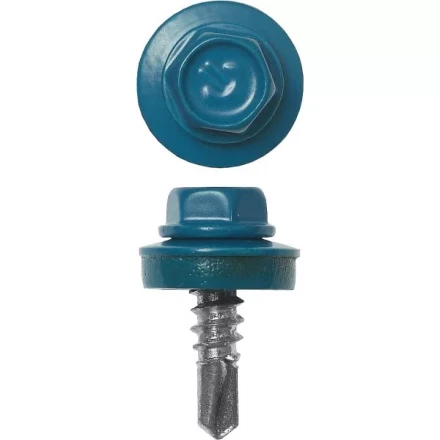 Саморезы ЗУБР окраш., RAL 5009 небесно-голуб., для крепл. кров. матер. к металл. констр., 5.5x25мм, 420шт 4-300315-55-025-5009 купить в Ноябрьске