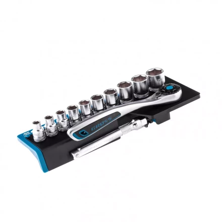 Набор торцевых головок трещотка 120 зубьев 12 предметов 3/8&quot; CrV Gross 14139 купить в Ноябрьске