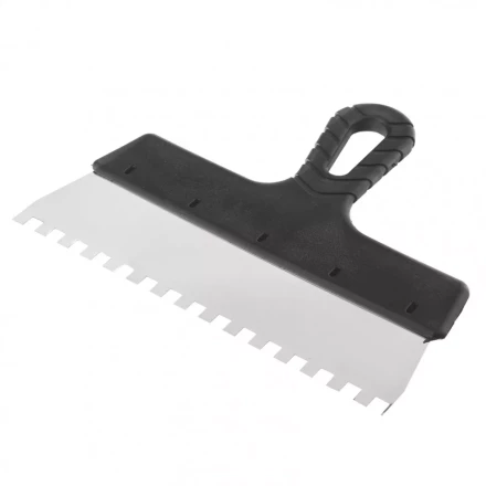 Шпатель из нержавеющей стали 250 мм зуб 8 х 8 мм пластмассовая ручка Россия 85143 купить в Ноябрьске