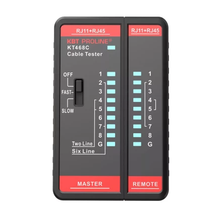 LAN-тестер кабельный КВТ KT 468C для проверки витой пары и телефонного кабеля (88552) купить в Ноябрьске