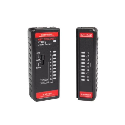 LAN-тестер кабельный КВТ KT 468C для проверки витой пары и телефонного кабеля (88552) купить в Ноябрьске