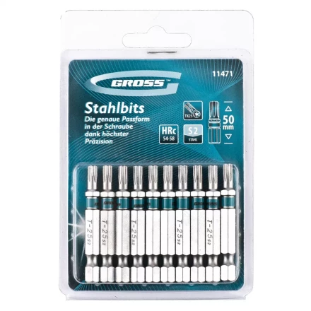 Набор бит TORX 25х50 сталь S2 10 шт GROSS 11471 купить в Ноябрьске