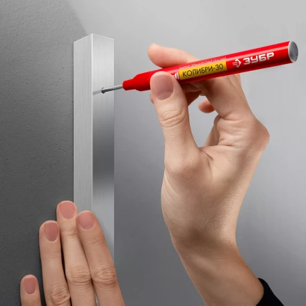 ЗУБР Колибри-30 красный, наконечник L 30 мм,  2.8 мм, перманентный маркер для отверстий (06338-3) купить в Ноябрьске