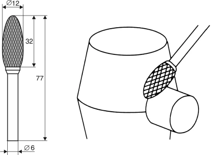 Борфреза Факеловидная H 6х12 Энкор 21714 купить в Ноябрьске