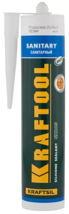 Герметик силиконовый KRAFTOOL белый, санитарный, для помещений с повышенной влажностью, 300мл 41255-0 купить в Ноябрьске