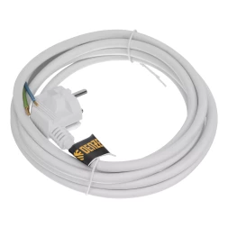 Шнур сетевой Denzel Energy Series, ПВС, 3 м, 3 x 1,5 мм, с неразборной вилкой, белый, 3 м, 37674