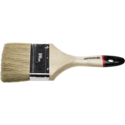 Кисть плоская STAYER &quot;UNIVERSAL-EURO&quot;, светлая натуральная щетина, деревянная ручка,100мм 0102-100 купить в Ноябрьске
