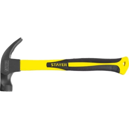 Молоток-гвоздодер &quot;Fiberglass-M&quot; с фиберглассовой рукояткой, с магнитом, 450 г, STAYER Professional 2027-450 купить в Ноябрьске