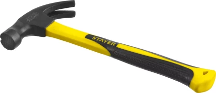 Молоток-гвоздодер &quot;Fiberglass-M&quot; с фиберглассовой рукояткой, с магнитом, 450 г, STAYER Professional 2027-450 купить в Ноябрьске