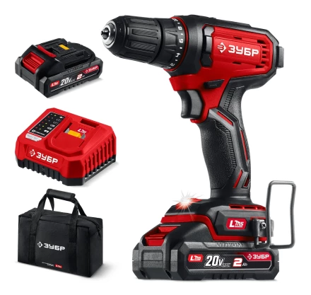 ЗУБР 20 В, 40 Нм, 2 АКБ LMS (2 Ач), дрель-шуруповерт, сумка (ДШ-40-22) купить в Ноябрьске