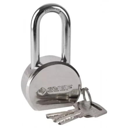 Замок ЗУБР "ЭКСПЕРТ" навесной, стальной корпус, удлиненная закаленная дужка, 55мм 37272-55 купить в Ноябрьске