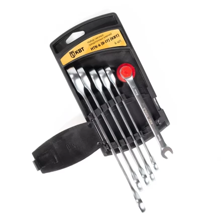 Набор гаечных комбинированных трещоточных ключей КВТ НТК-6 (8–17 мм), 6 шт. (91948) купить в Ноябрьске