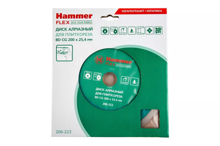 Круг алмазный HAMMER 206-223 ВD CG Ф200х25.4мм по керамограниту купить в Ноябрьске