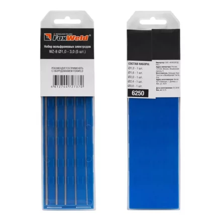 Вольфрамовый электрод WZ-8 d=1,0 - 3,0 набор FoxWeld купить в Ноябрьске