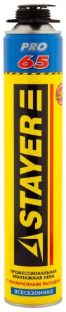 Пена &quot;BlackPRO 65&quot; профессиональная, монтажная, пистолетная, всесезонная, 800мл, STAYER 41137 купить в Ноябрьске