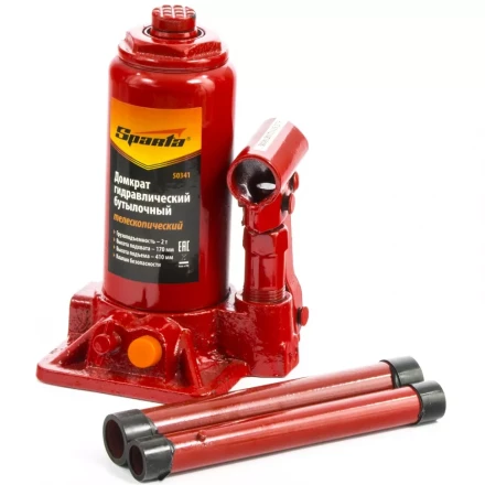 Домкрат гидравлический бутылочный телескопический 2 т h подъема 170–410 мм SPARTA 50341 купить в Ноябрьске