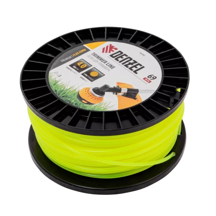 Леска для триммера круглая, 4,0мм х 69м, на DIN катушке FLEX CORD,  Denzel 96283 купить в Ноябрьске