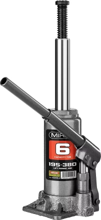 Домкрат гидравлический бутылочный, 6т, 195-380 мм, MIRAX 43260-6 43260-6 купить в Ноябрьске