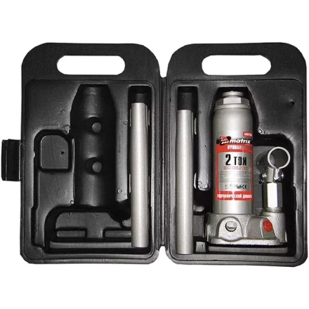 Домкрат гидравлический бутылочный 2 т h подъема 181–345 мм в пластиковом кейсе  MATRIX MASTER 50750 купить в Ноябрьске