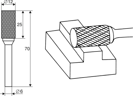 Борфреза Цилиндрическая A 6х12 Энкор 21701 купить в Ноябрьске