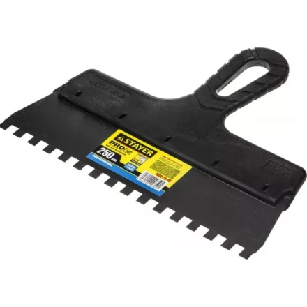 Шпатель STAYER &quot;PROFESSIONAL&quot; нержавеющий зубчатый с пластмассовой ручкой, 250мм, зуб 8х8мм 1009-25-08 купить в Ноябрьске
