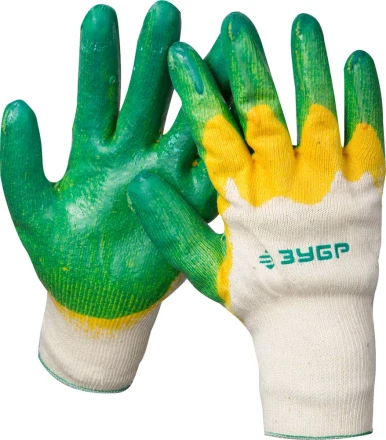 Перчатки ЗУБР &quot;МАСТЕР&quot; трикотажные, х/б, двойная обливная ладонь из латекса, L-XL 11459-XL купить в Ноябрьске
