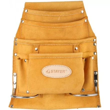 Сумка поясная STAYER PROFESSIONAL для инструментов, кожаная, 10 карманов, 2 скобы 38517 купить в Ноябрьске