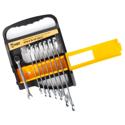 Набор гаечных комбинированных трещоточных ключей КВТ НТК-8 (8–19 мм), 8 шт. (91949) купить в Ноябрьске