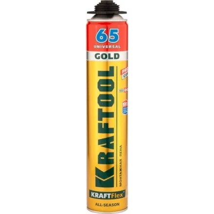 Пена &quot;GOLD 65&quot; профессиональная, монтажная, пистолетная, всесезонная, 850мл, KRAFTOOL 41194 купить в Ноябрьске