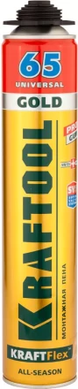 Пена &quot;GOLD 65&quot; профессиональная, монтажная, пистолетная, всесезонная, 850мл, KRAFTOOL 41194 купить в Ноябрьске