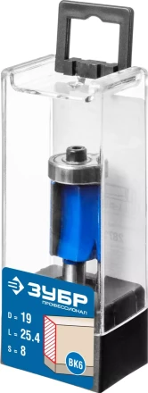 ЗУБР 19 x 25.4 мм, хвостовик 8 мм, фреза кромочная с нижним подшипником, Профессионал (28727-19-25.4) купить в Ноябрьске