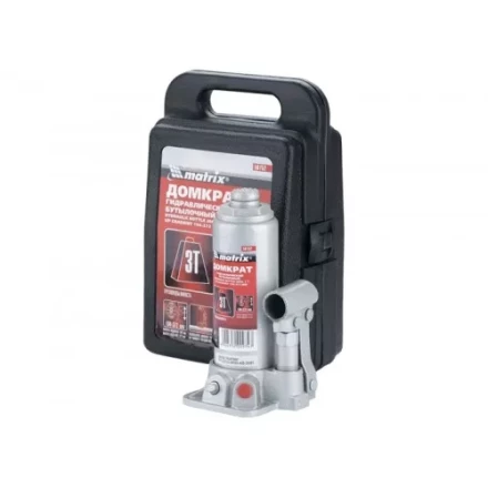 Домкрат гидравлический бутылочный 3 т h подъема 194–372 мм в пластиковом кейсе  MATRIX MASTER 50752 купить в Ноябрьске