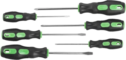 Набор URAGAN: Отвертки с двухкомпонентной рукояткой, SL3x75, 5x100, 6x100. PH0x75, 1x100, 2x100, 6 предм 25188-H6 купить в Ноябрьске