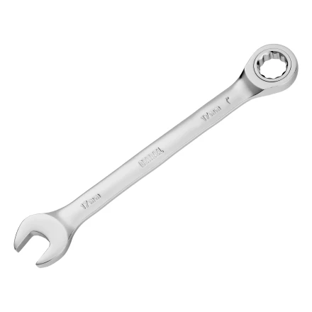 Ключ комбинированный трещоточный, 17 мм, CrV, матовый хром// Denzel 14711 купить в Ноябрьске