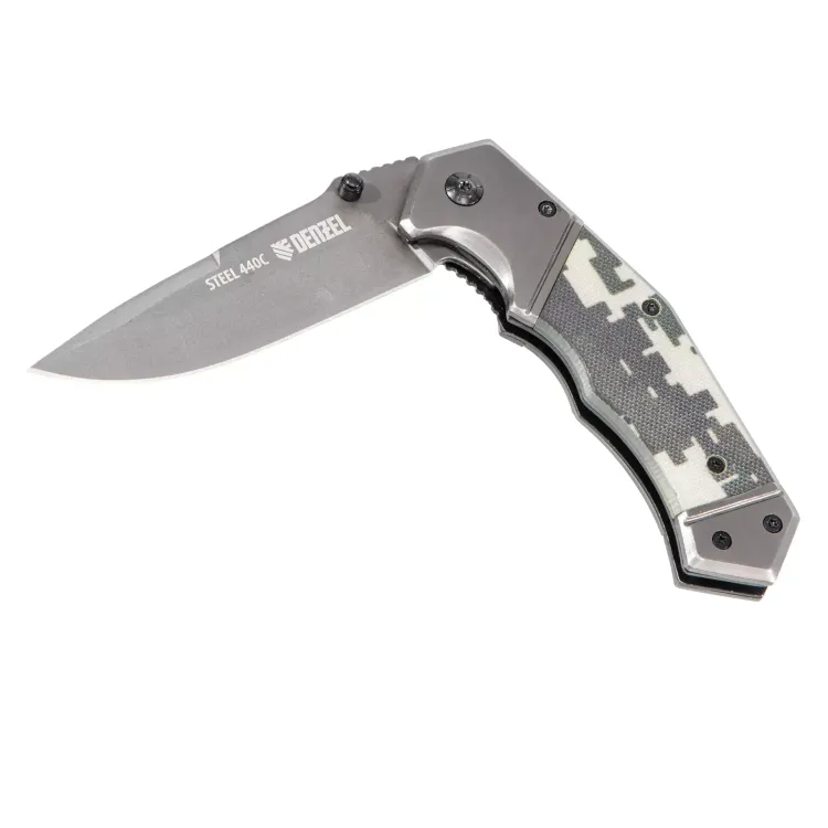 Нож складной Denzel 79209, многоцелевой, системы Liner-Lock, с накладкой G10 на эргономичной рукоятке купить в Ноябрьске