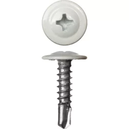 Саморезы ЗУБР с прессшайбой и сверлом по листовому металлу до 2мм, окрашенные в RAL-9003, PH2, 4,2х19мм, 450шт 300211-42-019-9003