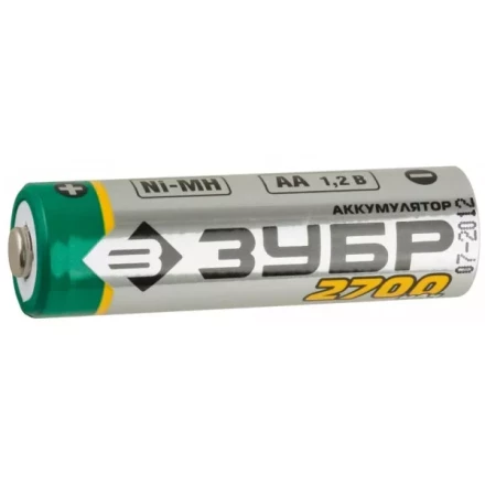 Аккумулятор ЗУБР никель-металлгидридный, тип АА, 2700мАч, 4шт на карточке 59275-4C купить в Ноябрьске