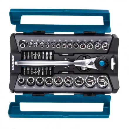 Набор торцевых головок трещотка 120 зубьев 41 предмет 1/2&quot; 1/4&quot; CrV Gross 14143 купить в Ноябрьске