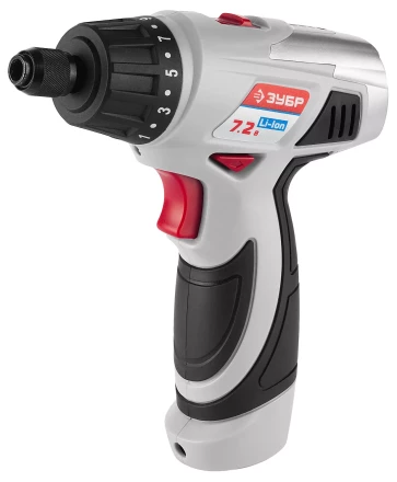 Шуруповерт ЗУБР 2-х скор,Li-Ion,реверс,15+1,зарядка 3-5ч,10мм,0-160 и 0-320об/мин,1,5А/ч,7,2В,набор бит,в блистере ЗДА-7.2-Ли Б купить в Ноябрьске