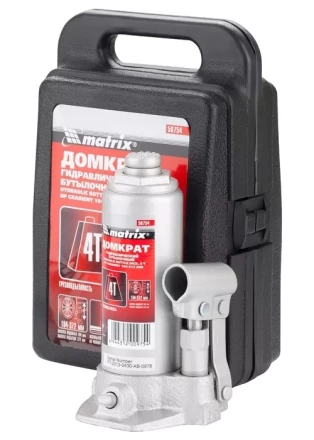 Домкрат гидравлический бутылочный 4 т h подъема 194–372 мм в пластиковом кейсе  MATRIX MASTER 50754 купить в Ноябрьске