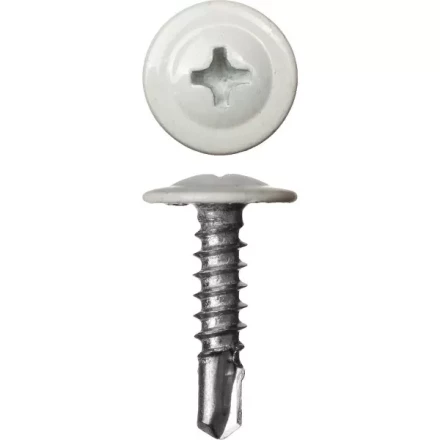 Саморезы ЗУБР с прессшайбой и сверлом по листовому металлу до 2мм, окрашенные в RAL-9003, PH2, 4,2х25мм, 400шт 300211-42-025-9003 купить в Ноябрьске