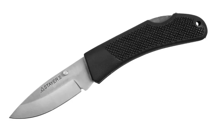 Нож STAYER складной с обрезиненной ручкой, средний 47600-1_z01 купить в Ноябрьске