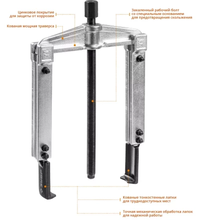 Съемники раздвижные 2-захватные с тонкими захватами серия ПРОФЕССИОНАЛ купить в Ноябрьске