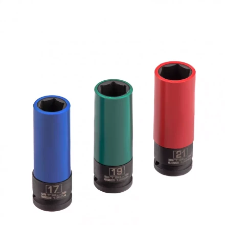 Набор головок ударных 6-гранных удлиненных для колесных дисков 17 19 21 мм 1/2&quot; 3 предмета Stels 13953 купить в Ноябрьске