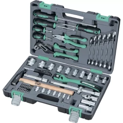 Набор инструмента 1/2  Cr-V S2 усиленный кейс 58 предм. STELS 14113