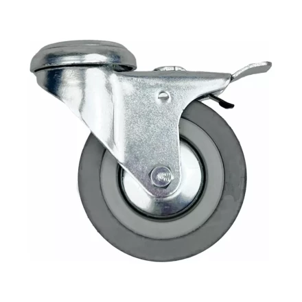 Аппаратное поворотное колесо с тормозом под болт HITCH 120*26 резина серая SChgb55 (SZ084856) купить в Ноябрьске