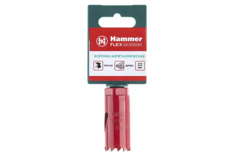 Коронка биметаллическая HAMMER Ф22х38мм 5/8" BiMETALL (224-003) купить в Ноябрьске