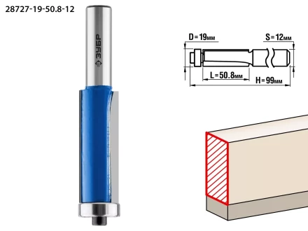 ЗУБР 19 x 50.8 мм, хвостовик 12 мм, фреза кромочная с нижним подшипником, Профессионал (28727-19-50.8-12) купить в Ноябрьске