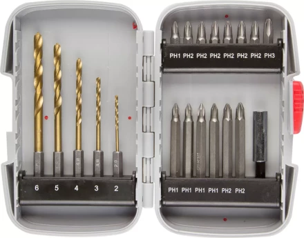 Набор ЗУБР &quot;МАСТЕР&quot;: Насадки для шуруповерта и дрели, биты, биты-сверла, адаптер, 20 предметов 26056-H20 купить в Ноябрьске