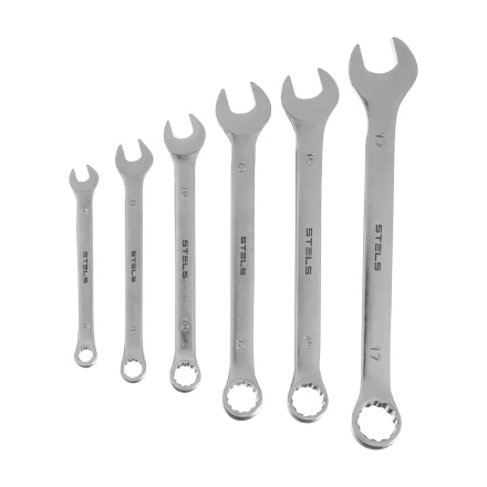 Набор ключей комбинированных Stels 6-17 мм, 6 шт., CrV, матовый хром, 15442 купить в Ноябрьске